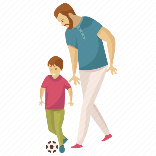 Dad playing, father son, fatherhood, football game, playing football illustration - Download on Iconfinder