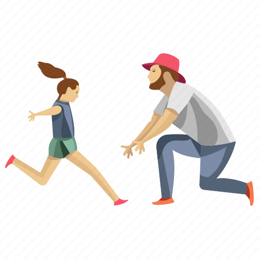 Child running, dad daughter, dad support, father love, parent illustration - Download on Iconfinder
