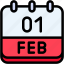 calendar, february, one, 1, date, monthly, time, month, schedule 