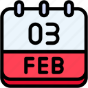 calendar, february, three, 3, date, monthly, time, month, schedule
