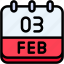 calendar, february, three, 3, date, monthly, time, month, schedule 