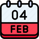 calendar, february, four, date, monthly, time, and, month, schedule