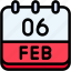 calendar, february, six, date, monthly, time, and, month, schedule 