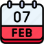 calendar, february, seven, date, monthly, time, and, month, schedule 