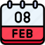 calendar, february, eight, date, monthly, time, and, month, schedule 