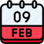 calendar, february, nine, date, monthly, time, and, month, schedule 