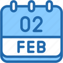 calendar, february, two, 2, date, monthly, time, month, schedule