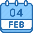 calendar, february, four, date, monthly, time, and, month, schedule