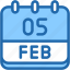 calendar, february, five, date, monthly, time, and, month, schedule 