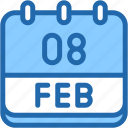 calendar, february, eight, date, monthly, time, month, schedule