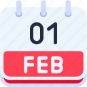 calendar, february, one, 1, date, monthly, time, month, schedule