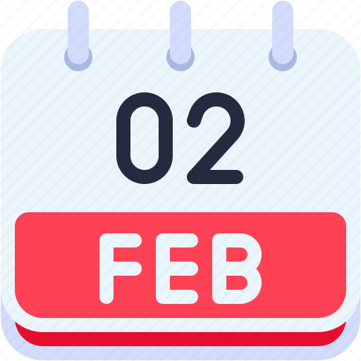Calendar, february, two, 2, date, monthly, time icon - Download on Iconfinder