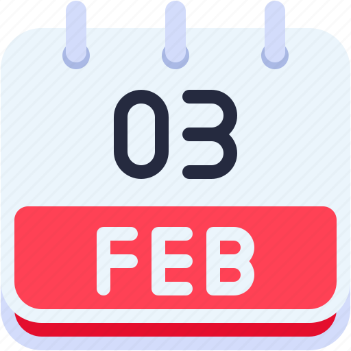 Calendar, february, three, 3, date, monthly, time icon - Download on Iconfinder
