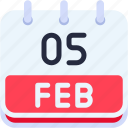 calendar, february, five, date, monthly, time, and, month, schedule