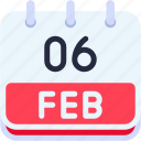 calendar, february, six, date, monthly, time, and, month, schedule