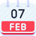 calendar, february, seven, date, monthly, time, and, month, schedule
