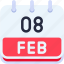 calendar, february, eight, date, monthly, time, and, month, schedule 