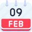 calendar, february, nine, date, monthly, time, and, month, schedule 