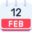calendar, february, twelve, date, monthly, time, and, month, schedule