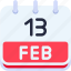 calendar, february, thirteen, date, monthly, time, and, month, schedule 
