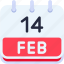 calendar, february, fourteen, date, monthly, time, and, month, schedule 