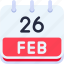 calendar, february, twenty, six, date, monthly, time, month, schedule 