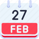 calendar, february, twenty, seven, date, monthly, time, month, schedule