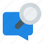 search, speech bubble, chat, convertion, communication, find, searching, magnifying glass, loupe 