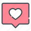 box, feedback, heart, like, love, notification, review 
