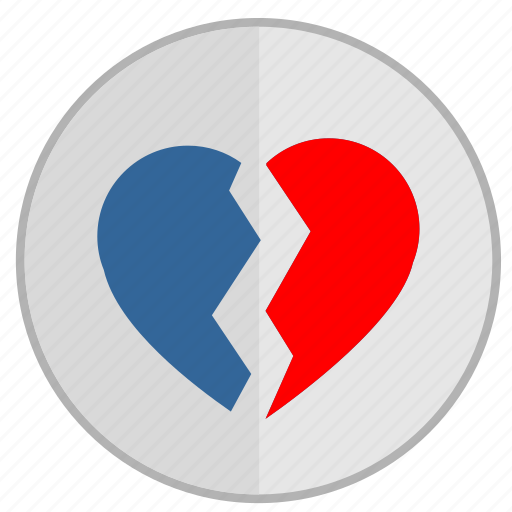 Broken, divorce, heart, love, over, separation icon - Download on Iconfinder