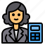 accountant, avatar, occupation, woman, calculator 