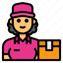 delivery, woman, avatar, occupation, postman