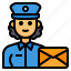 postman, avatar, occupation, woman, mail 