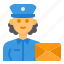 postman, avatar, occupation, woman, mail 