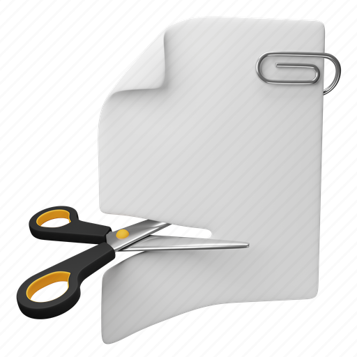 Cut, file, scissors, paper, document 3D illustration - Download on Iconfinder
