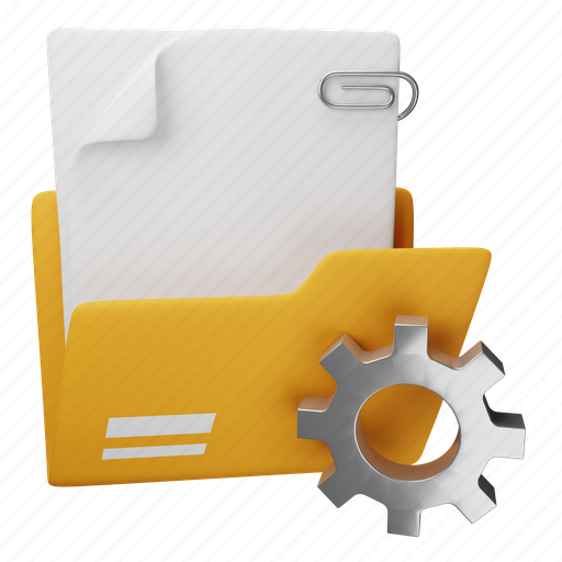 Folder, setting, process, document, file 3D illustration - Download on Iconfinder