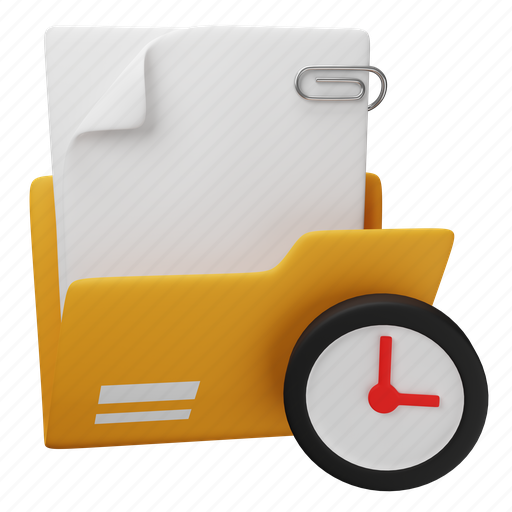 Folder, time, deadline, document, file 3D illustration - Download on Iconfinder