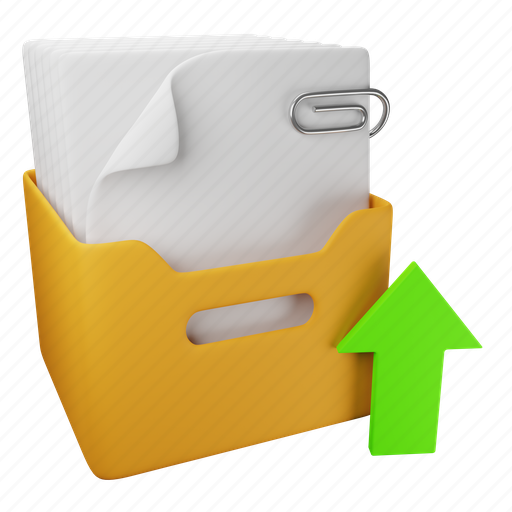 Upload, document, file, archive, storage 3D illustration - Download on Iconfinder