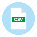 csv, document, extension, file, filetype, format, type