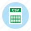 csv, document, extension, file, filetype, format, type 