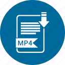 document, extension, file, format, mp4, paper, type