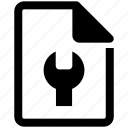file, document, paper, extension, wrench, option, tool
