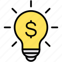 creative, idea, lightbulb, money, profit
