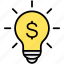 creative, idea, lightbulb, money, profit 