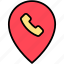 call, center, location, pin 