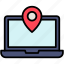 laptop, location, pin 