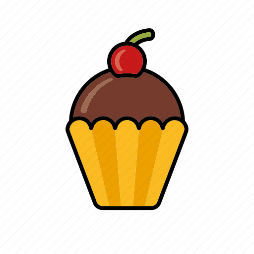 Cake, cherry, chocolate, cupcake, dessert, food, sweets icon - Download on Iconfinder