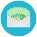 bills, cash, currency, dollar, envelope, finance, receive