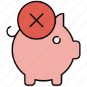 bank, cancel, delete, finance, payment, piggy, piggybank