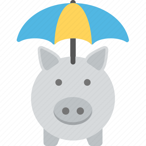 Bank under umbrella, financial insurance, safe money, saving protection, wealth security icon - Download on Iconfinder